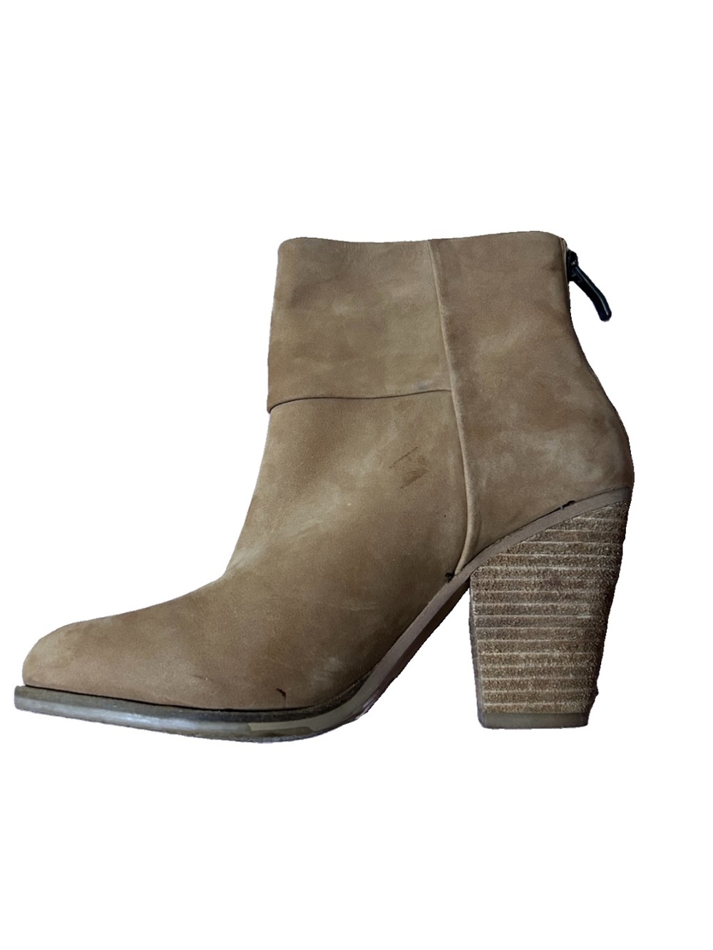 Vince Camuto Tan Suede Block Heel Ankle Boots Sz 6